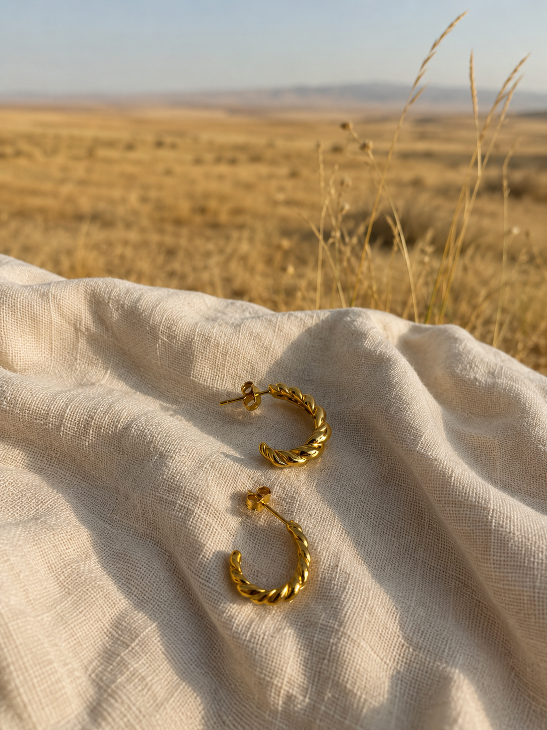 Burgulu Halka Küpe Gold